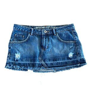 Mossimo Supply Co Denim Mini Skirt Size 9 Distressed Frayed Hem Blue Casual